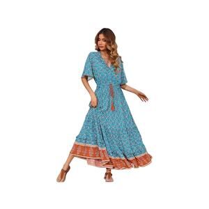 R.Vivimos Cotton  V Neck Floral Print Casual Bohemian Midi Dress size Large NWT